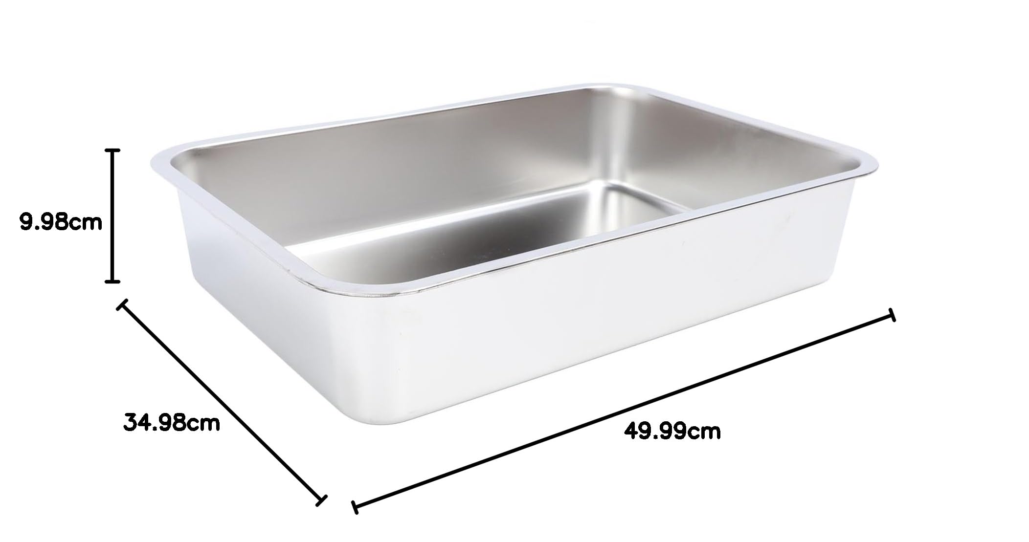 Lettiera per gatti in acciaio inossidabile grande, anti-ossidazione e design neutro al profumo, esterno semplice da mantenere e non adesivo per gatti/gatti/diversi (50 x 35 x 10 cm)