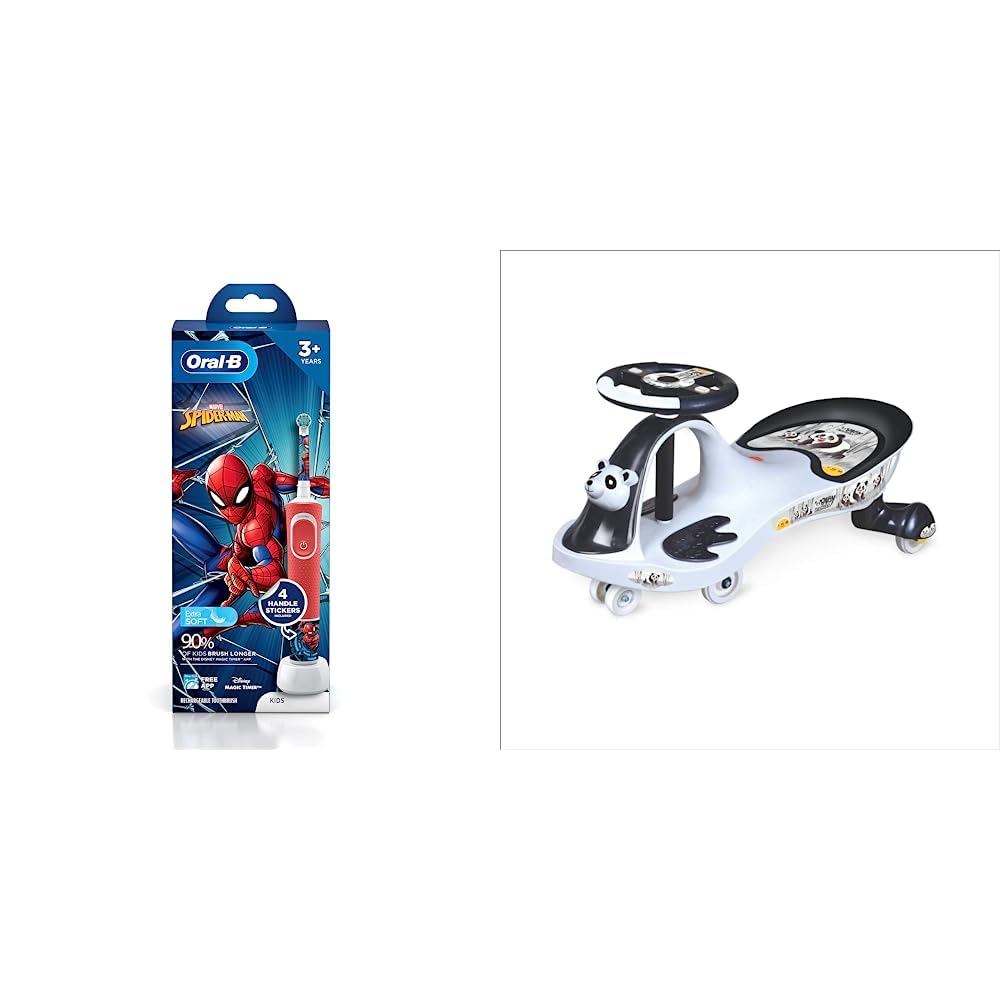 Oral B Kids Electric Rechargeable Toothbrush, Featuring Spider Man, Extra Soft Bristles (Age 3+Multicolor) & Toyzone Baby Panda Magic Car-50940 | Ride-on Baby Car| For Kids age 2+-image-17