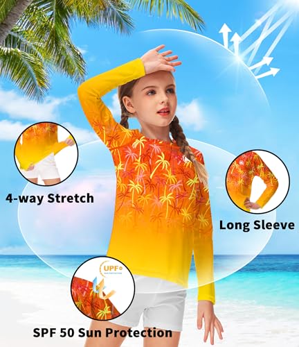 Image of AOBUTE Unisex Kids Rash Guard Long Sleeve SPF 50+ Sun Shirt UV Protection Swim Shirts 3-12 Years