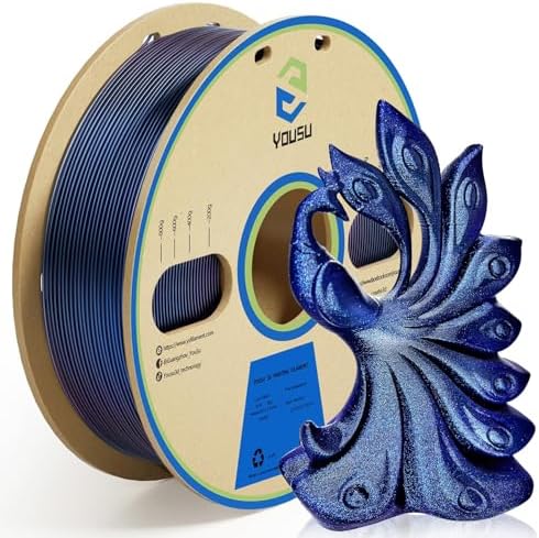 YOUSU Galaxy Chameleo 3D Printer Filament, Shiny Glitter PLA Filament 1.75mm，1kg Spool (2.2lbs), Color Change PLA 3D Printing Filament for Most FDM 3D Printer