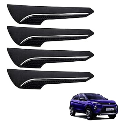 CABIX Car Front and Rear Bumper Corner Guard Protection Chrome Line Universal for Tata Nexon/Punch/Tiago/Altroz/Harrier/Safari/Tigor/Indica/Sumo/Hexa/Harrier/Nexon EV - Set of 4