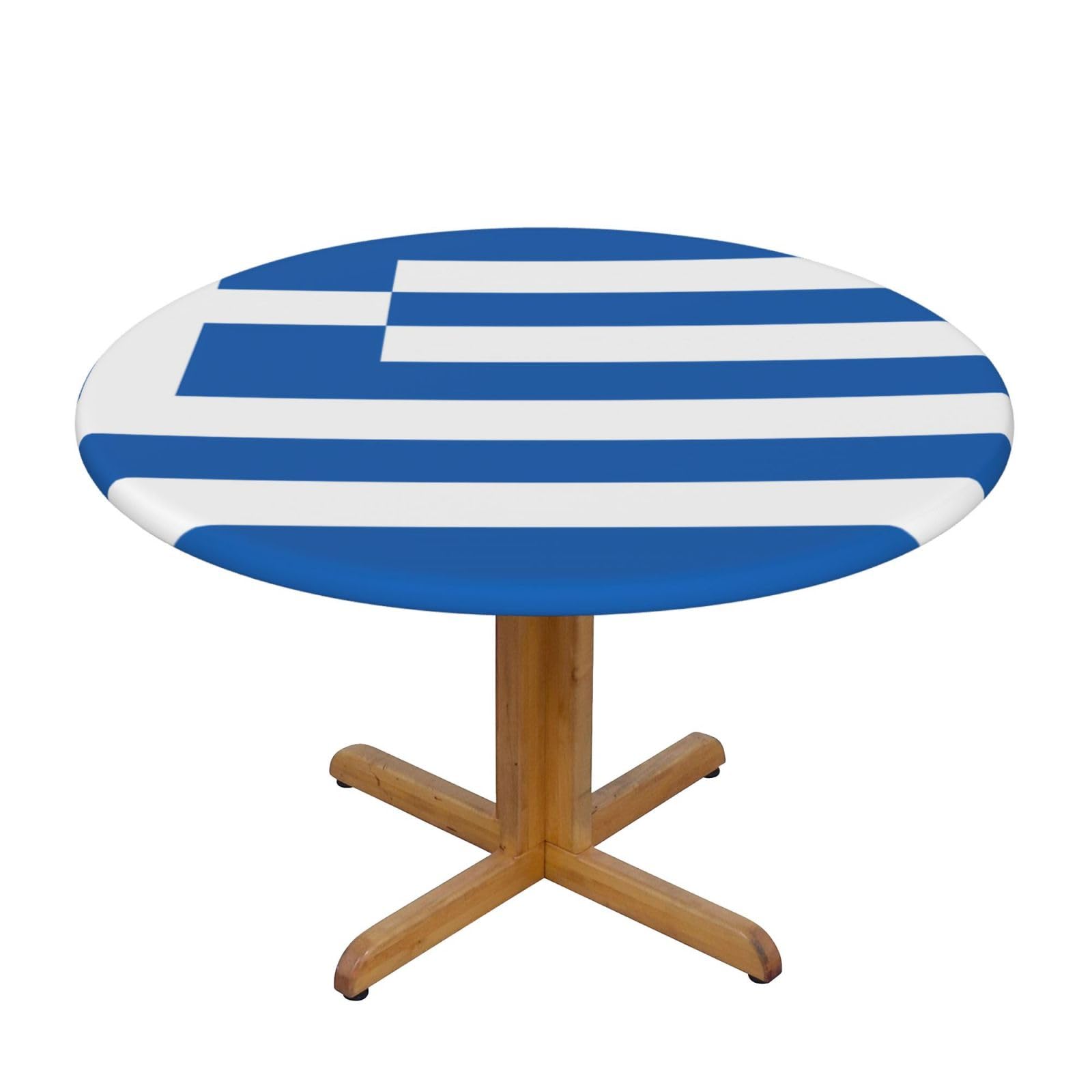 ZQYTGFDC Greek flag M Decorative Round Tablecloth Waterproof Anti Stain Oil Proof Size for 40 50 inch