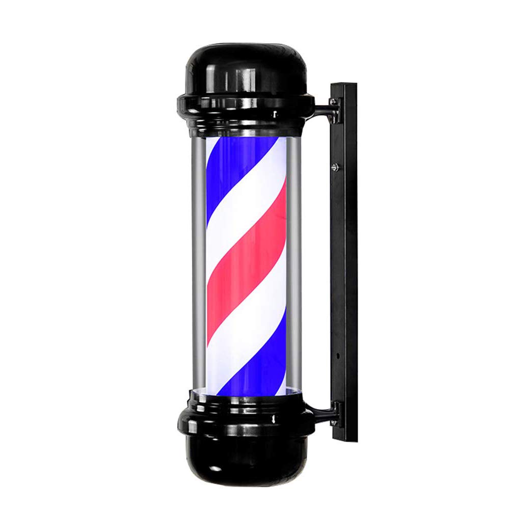 Generic Waterproof Barber Pole Led Light, Classic Style Rotating Hair Salon Barber Shop Sign - Red White Led Blue Strips - 71cm/28in