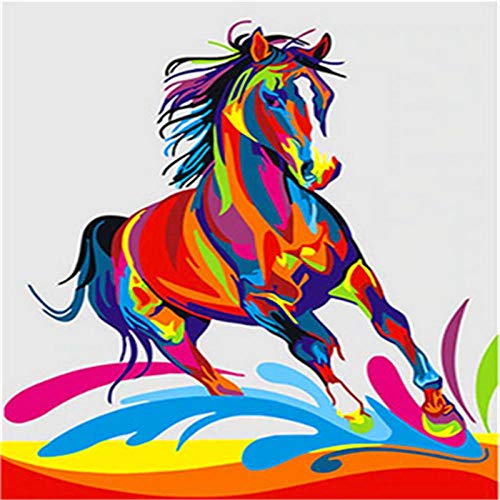 HONGFU Dreamsy Peinture par numéro Kit, Peinture à l'huile de Bricolage True Dessin Toile avec brosses décorations-Cheval de Guerre de Couleur 16*20 Pouces(sans Cadre)