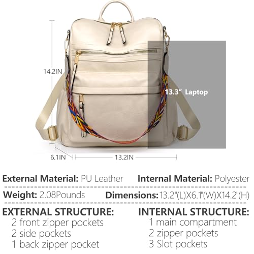 Image of Dora & Liz Womens Backpack Purse Leather Backpack Purse for Women Travel Fashion Backpack Designer Ladies Shoulder Bags