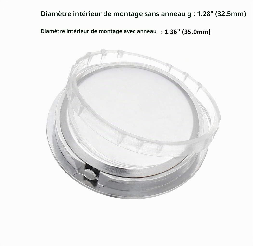 Shoppewatch Mini Horloge Insert à Mouvement à Quartz Rond 1 7/16 (35 mm) Miniature Horloge s'adapter à Cadran Blanc Argenté Cadre Chiffres Romains Ck097sl