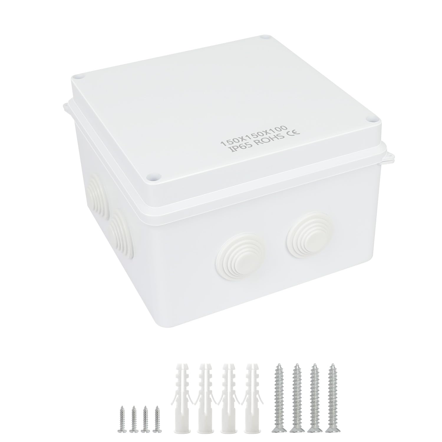LeMotech ABS Plastic Dustproof Waterproof IP65 Junction Box Universal Electrical Project Housing White External Dimensions 150 x 150 x 100 mm (Pack of 1)
