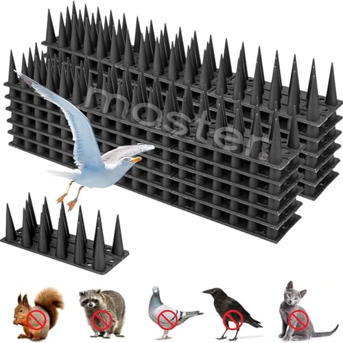 Image of Pigeon Spikes - (Black, Pack of 30) Deter Pigeons, Cats, Monkeys, Crows, Kabootars - Protect AC, Balcony, Windows - Easy Install, Weatherproof - Home Defense Solution (Black, 30)