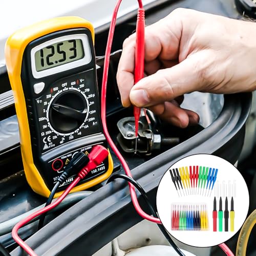 Image of 19pcs Test Back Probe Pin,0.7mm Test Probes Pins Insulation Piercing Needle Wire Piercing Probes Insulation Back Probe Non-Destructive Pin, Multimeter 4mm Banana Socket for Car Tester