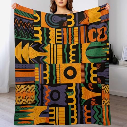 Plaid ethnique africain couverture légère pour camping et pique-nique