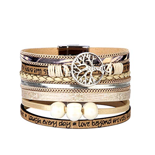 Gelconnie tree of life leather wrap bracelet bohemian j…
