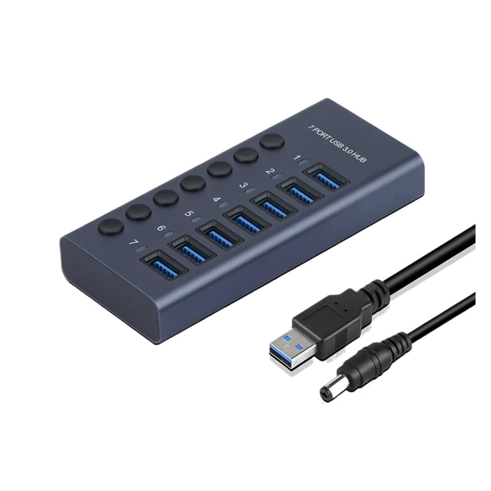 Interruttore Presa Hub USB 3.0 Concentratore 4/7/10 Porte Docking Station Multi-tap Multiporta Caricatore Alimentatore Multiplo Tipo C Capacità Di Ricarica Rapida(7USB)