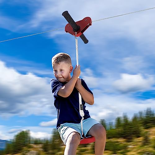 LIAPDG 160 Ft Zip Line Kit, Zip Lines for Kids and Adults Outdoor Zipline Kit for Backyard with Stainless Steel Spring Brake Up to 330 Lbs for Children Over 3 Years of Age in Parks, Camping