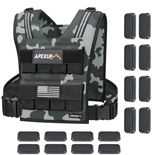 Image of APEXUP Adjustable Weighted Vest Men 20lbs /30lbs /40lbs Weights with Reflective Stripe, Weight Vest Woman Workout Vest for Strength Training Running Walking