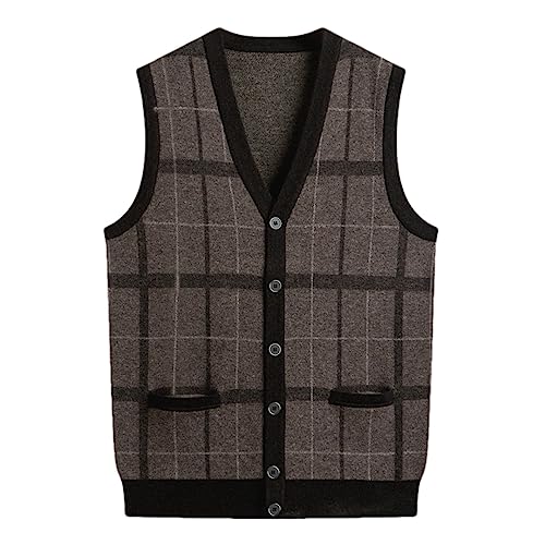 Spring Autumn Pure Cashmere Vest Men Sleeveless V-Neck Knitted Sweater Vest