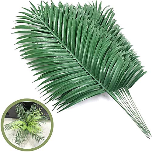 12 Pcs Artificial Palm Leaves Plants Faux Palm Fronds Tropical Large Palm Leaves Greenery Plant for Leaves Hawaiian Party Jungle Party Large Palm Leaves Decorations