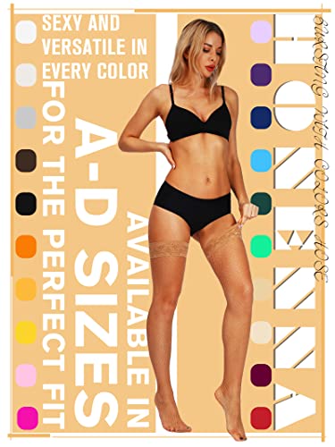 Image of HONENNA Fishnet Thigh High Stockings, 20+ Colors Silicone Lace Top Stay Up Nylons Tights for Woman, Size A-D