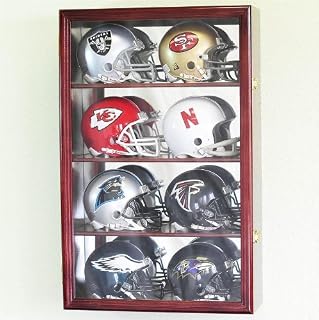 sfDisplay.com,LLC. 8 Mini Helmet Display Case Cabinet Holder Rack w/UV Protection- Lockable with Mirror Back