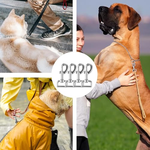 4 Stück Karabiner mit Drehgelenk, Silber Haken mit Drehgelenk, Karabiner, Haken mit Drehgelenk, für Hundehalsband, für Hundehalsband Eimer Hängematte Pferd Tack