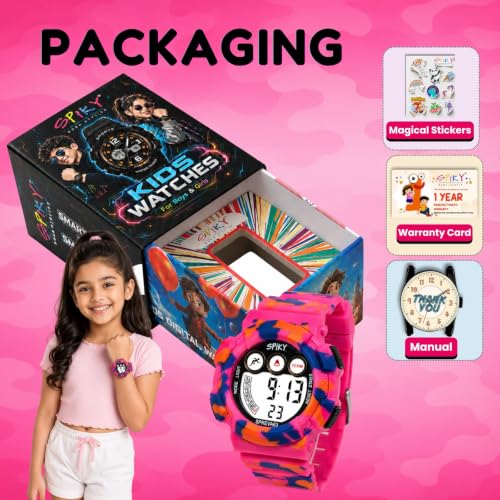 Image of SPIKY Round Digital Sports Watch for Kids | Military, Camouflage Design | Multifunctional & Luminous Display | 30M Water Resistant | Best Birthday Gift Wrist Watches for Boys & Girls | Age 2-12 Years