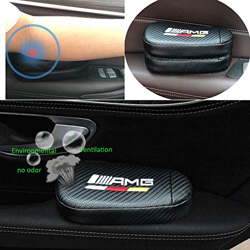 YIKA - Reposabrazos de fibra de carbono transpirable y suave de espuma viscoelástica para Ben-z AMG C E CLA GLC GLE GLA Class