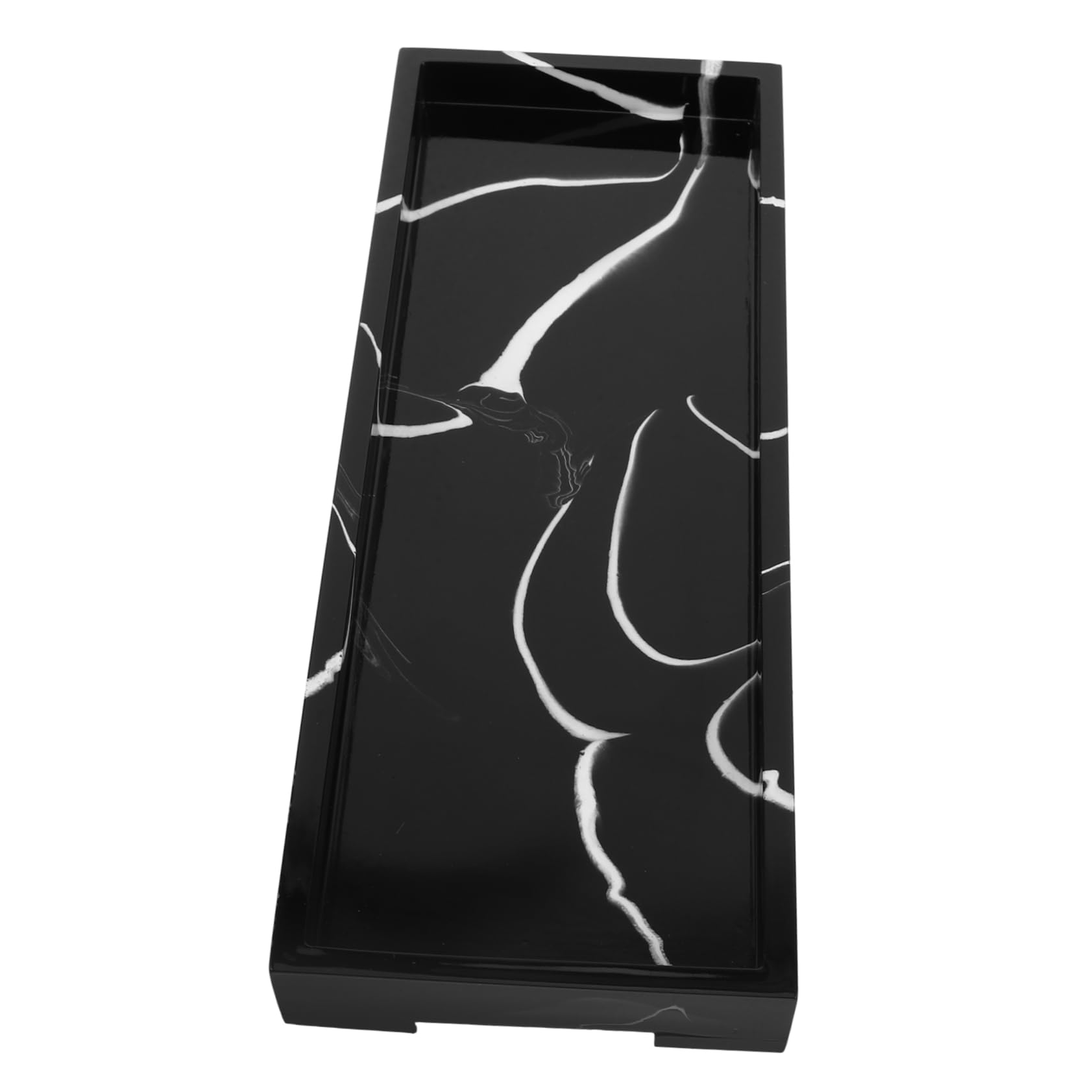 Ciieeo Elegant Black Marble Bath Tray Countertop Organizer Small Decorative Tray Marble Vanity