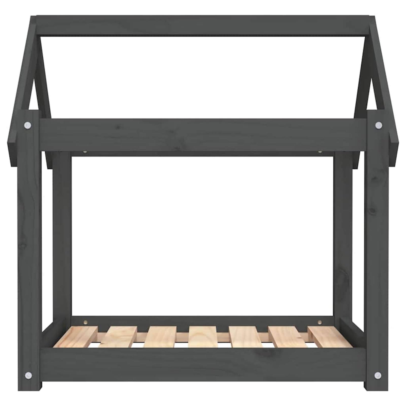 Legowisko dla psa, szare, 71 x 55 x 70 cm, lite drewno sosnowe | Lite drewno sosnowe, stabilna rama drewniana, prosty design do minimalistycznych pomieszczeń mieszkalnych