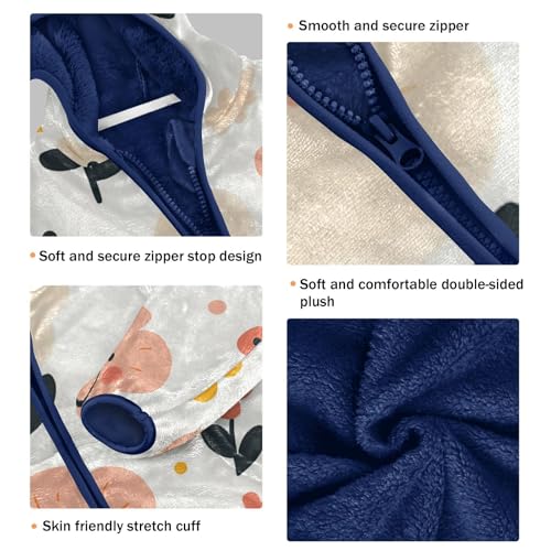 Cute Blossom Girls Fleece Jacket Girls Fall Jacket Girls Zip Up Hoodie Girls Sherpa Jacket 2-10T3