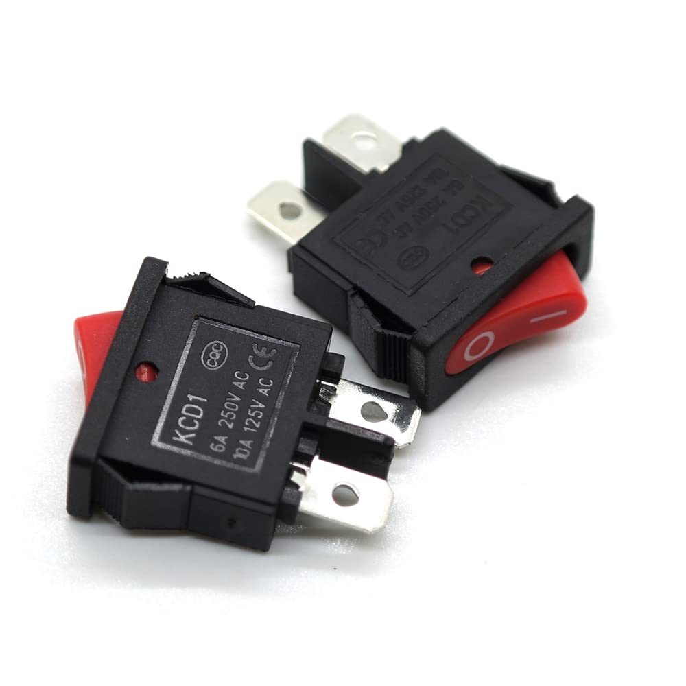 Interrupteur KCD1-110 bouton rouge 2 broches pour réparer une lampe ou un appareil ménager