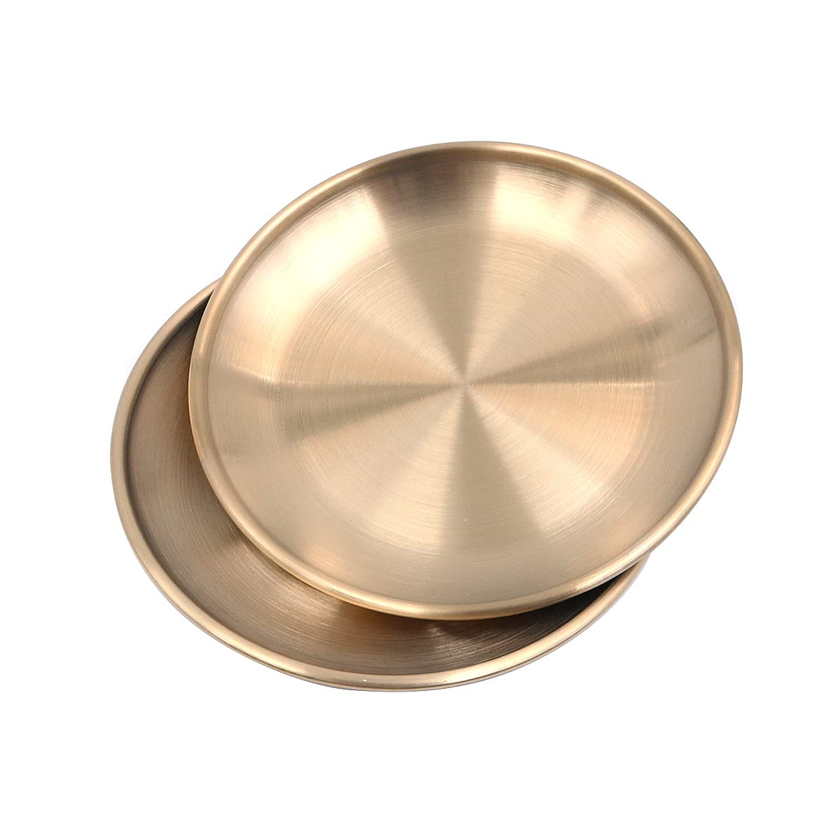 Lot De 2 Plateaux Ronds En Acier Inoxydable Doré - 14x14 Cm, Pour Bijoux, Cosmétiques, Rangement - 5