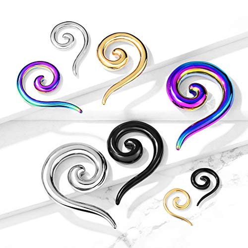 Covet Jewelry 316L Surgical Steel Spiral Tapers4