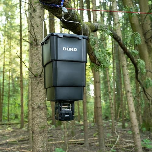 Dörr Futterstreuer Compact - 4 Fütterungszeiten - Wildtiere - Fische - Einfache Steuerung - Verschiedene Futterarten (mit Behälter)
