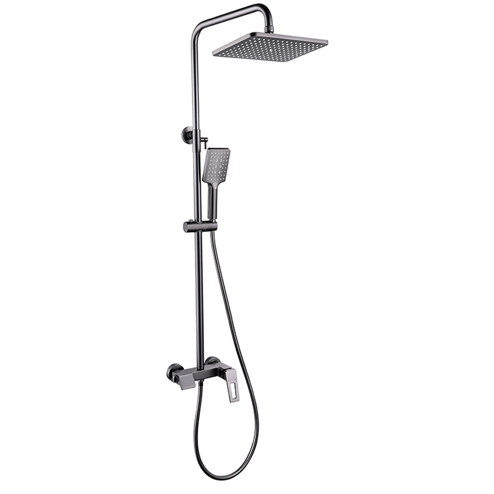 Système de douche effet pluie gris pistolet complet pour robinet de baignoire