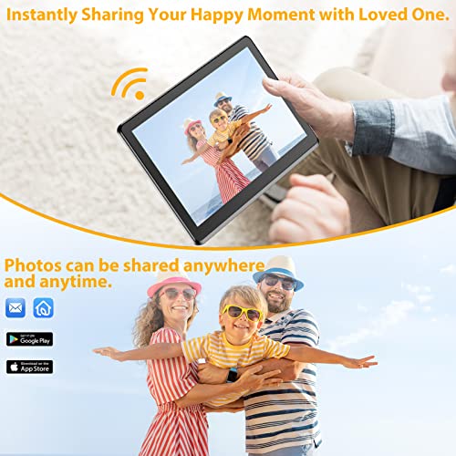 Digital Photo Frame 10 Inch WiFi Digital Picture Frame IPS HD Touch Screen Smart Cloud Photo Frame with 8GB Storage, Easy Setup to Share Photos or Videos via Free APP, Auto-Rotate, Wall Mountable