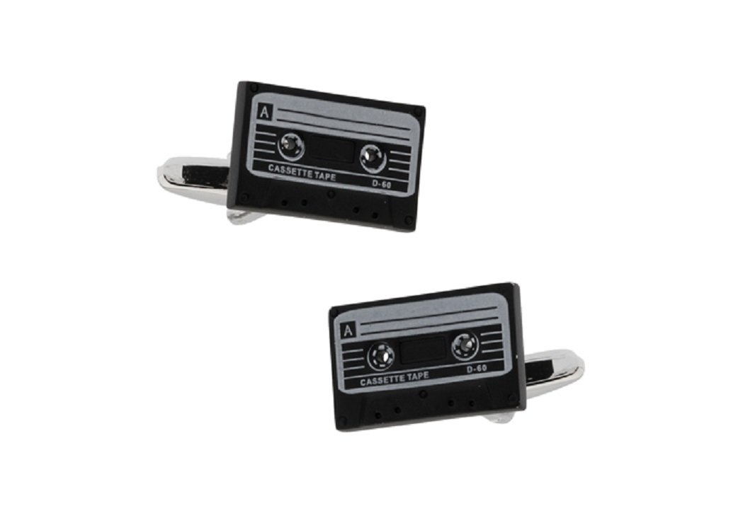 Cassette Tape DJ Pair Cufflinks in a Presentation Gift Box & Polishing Cloth