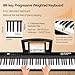 TERENCE Foldable Digital Piano 88 Weighted Keys Full Size Electric Piano Keyboard with 2000mAh Rechargeable Battery 2x25W Speakers Display Function Keys Support MIDI Interface Bluetooth Sticker Bag