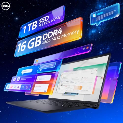 Image of Dell 15.6 inch Touchscreen Laptop DC15250, Intel 10-Core i7-1355U, 16 GB RAM, 1 TB SSD, FHD (1920 x 1080) Anti-Glare Display, Copilot AI, Wi-Fi 6, Win 11 Pro, HD Webcam, Bluetooth, for Business & Student