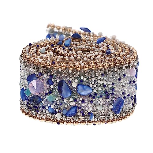 BEBEMOKO 1 rollo de banda adhesiva de diamantes de imitación, cinta gruesa para decoración de manos, accesorios de decoración de diamantes de imitación plateados, cinta de satén, cordel de yute, cinta