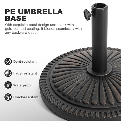 Image of NUU GARDEN Round Patio Umbrella Base, Weighted Umbrella Base with Hand-turn Knob, for Garden, Backyard, Poolside