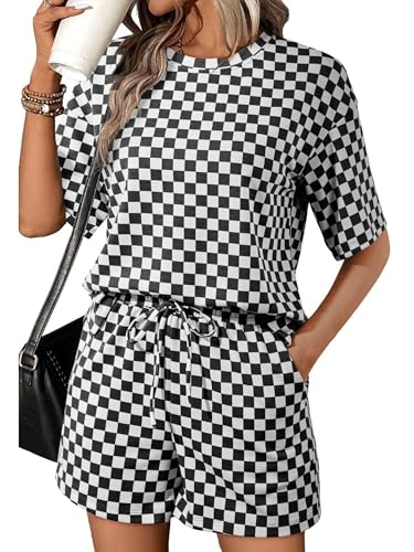 Ensemble short et veste de voyage pour femme ensemble deux pièces carreaux noir S