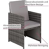 TecTake Polyrattan Sitzgruppe für 2 Personen, zusammenschiebbar, 2 Stühle & 1 Tisch mit Glasplatte - 5