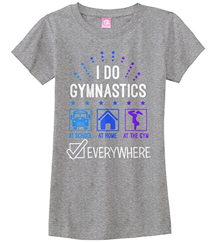 Threadrock Big Girls' I Do Gymnastics Everywhere Fitted T-Shirt M Sport Gray