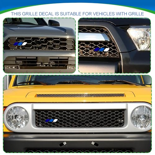 Image of Tri-Color Grille Decor Badge, Front Grill Emblem, Tri-Color Grille Badge Emblem Decoration Accessories, Grille Insert Trims Car Decor Fit for Tacoma 4Runner Tundra (Blue Gradient)