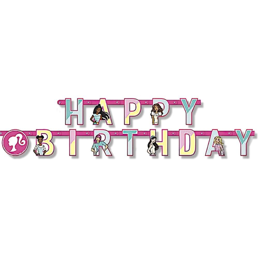 Unique Barbie Happy Birthday Jointed Banner, 6.5