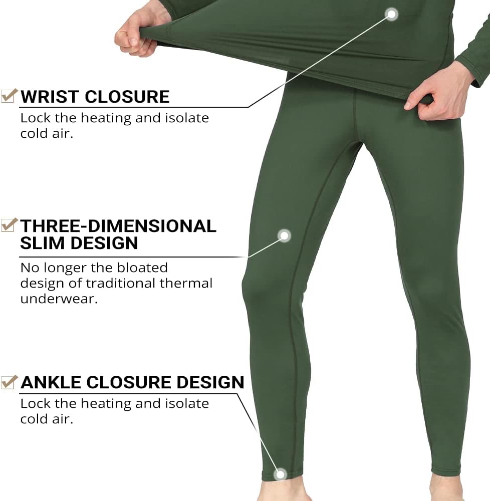 HEROBIKER Long Johns Thermal Underwear for Men Skiing Winter Warm Hunting Gear Fleece Lined Base Layer Set Top Bottom Global Recycled Standard Global Recycled Standard Global Recycled Standard - Image 3