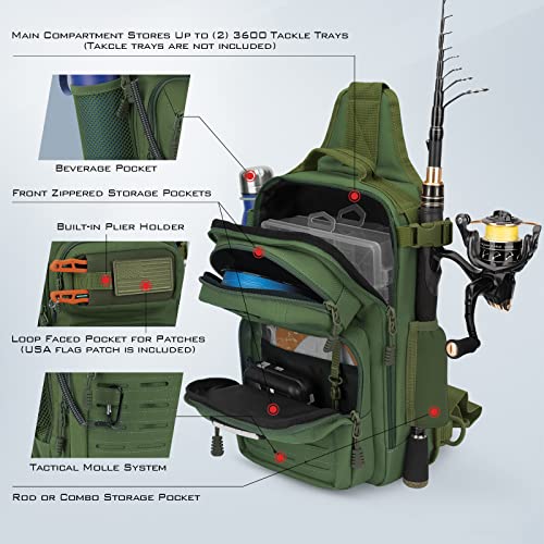 Image of KastKing BlowBak Tactical Sling Tackle Bag-Lightweight Fishing Backpack Storge Fishing Gear and Equipment,Gift for Men