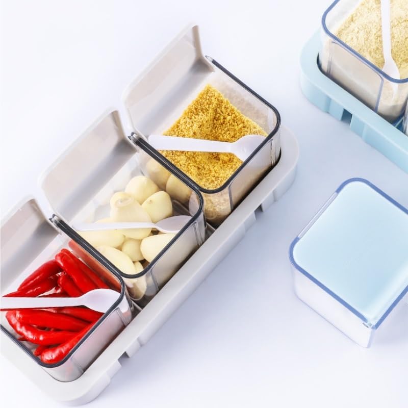 Wall Mounted Square Flavoring Container Kitchen Set of Seasoning Boxes
