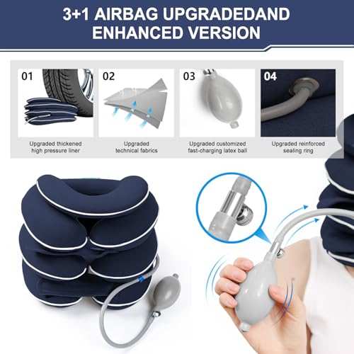 Image of Cervical Neck Traction Device for Home Use, Inflatable Neck Stretcher for Instant Neck Pain Relief, Adjustable Neck Support Brace, Neck Decompression, Neck Extender