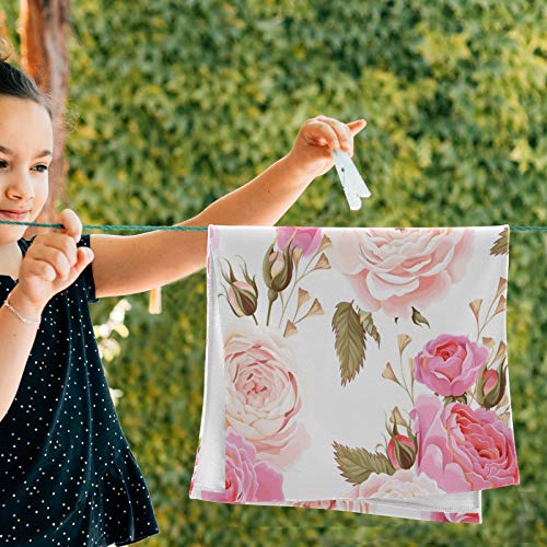 Susiyo Beautiful Floral Pink Roses Hand Towels Set Of 2 Luxury Print Decorative Bathroom Towels Super Soft Highly Absorbent Multipurpose Towels For Yoga Gym Spa Hotel Bathroom Kitchen 28X14 Inch #TOP4