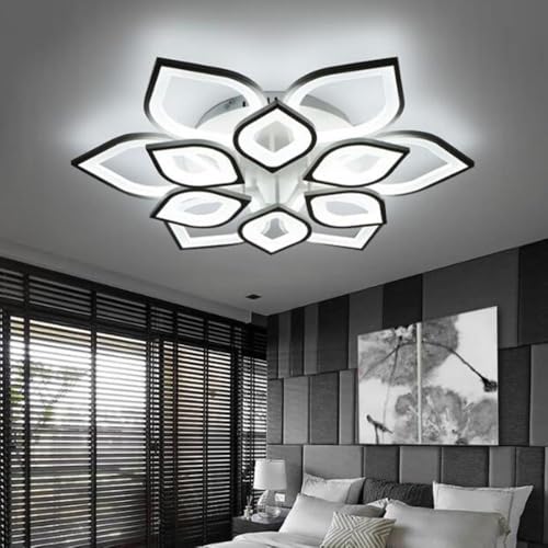 Plafonnier LED salon moderne à intensité variable avec télécommande fleur